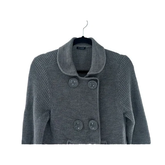 Women's Magaschoni Gray Merino Wool Cardigan Sweater Size M L? - Picture 2 of 8